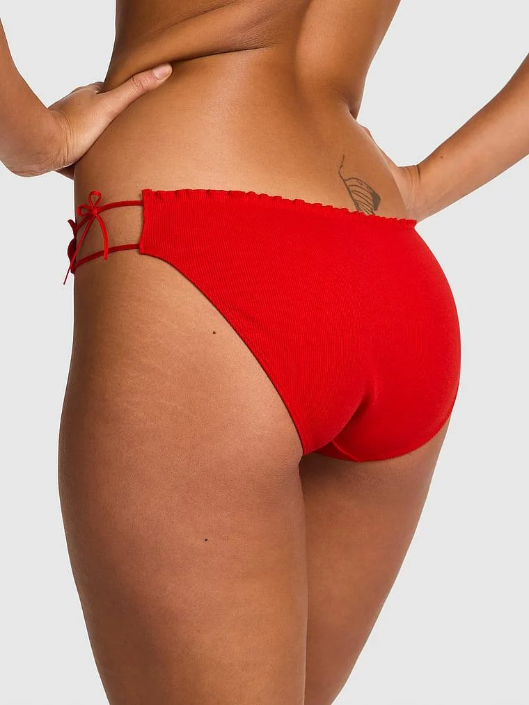 Pink Pamuklu Yandan Baglamali Bikini Kulotu arka görünüm