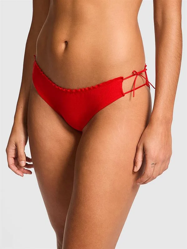 Pink Pamuklu Yandan Baglamali Bikini Kulotu