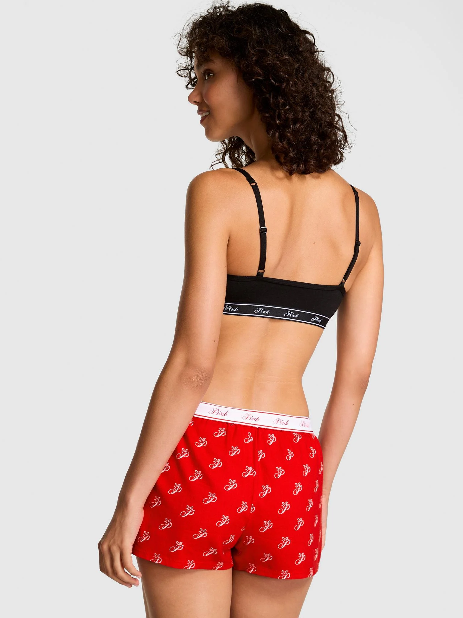 Pink Flannel Pijama Boxer arka görünüm