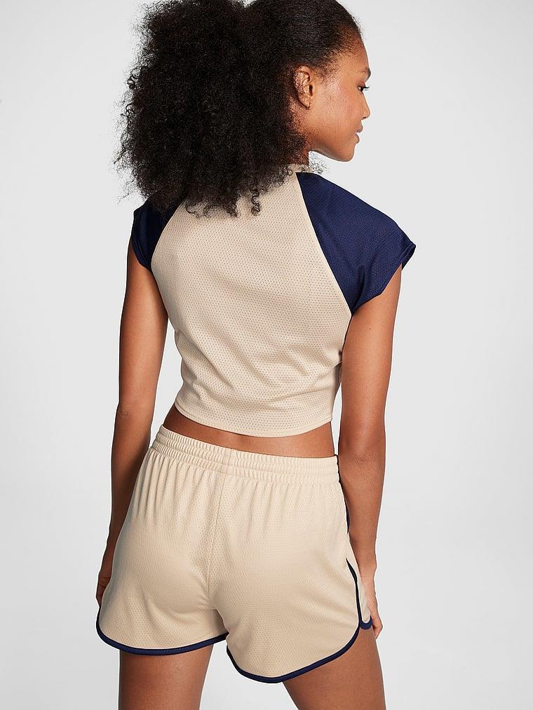 Pink Mesh Tech Raglan Crop Tisort arka görünümü