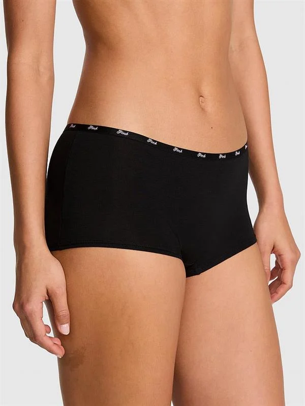 Pink Logolu Pamuklu Boyshort Kulot