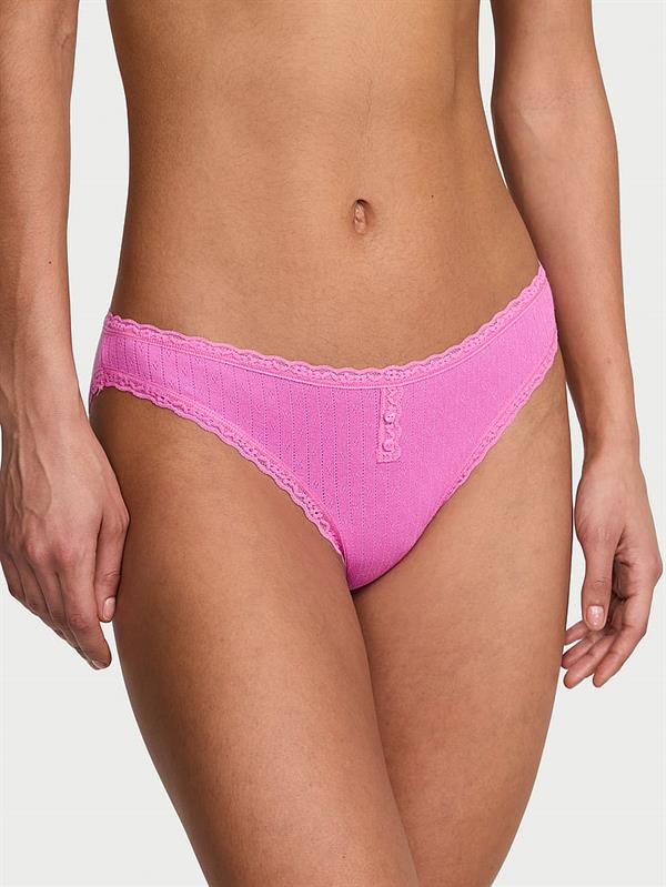 Pamuklu Pointelle Dantel Kenarli Bikini Kulot