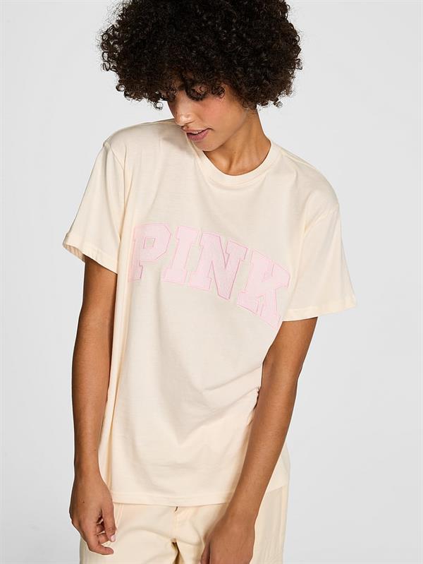 Pink Oversize Kısa Kollu Kampus Tisort