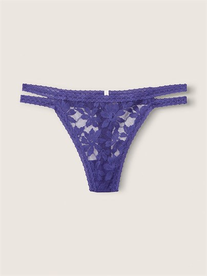Pink Dantel Seritli Tanga Kulot