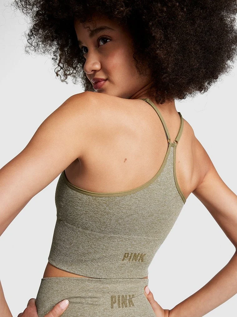 Pink Seamless Longline Sporcu Sütyeni arka görünüm