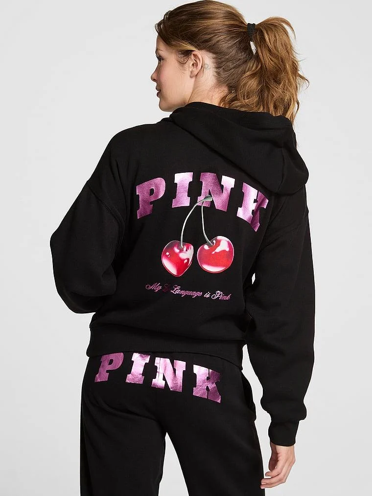 Pink Ivy Kampus Fermuarli Kapusonlu Ust arka görünüm
