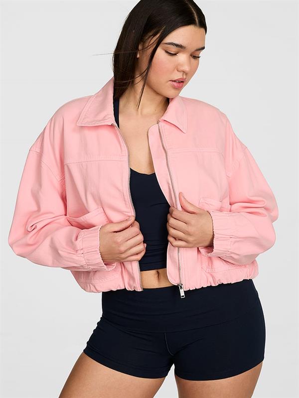 Pink Buzgulu Utility Crop Ceket