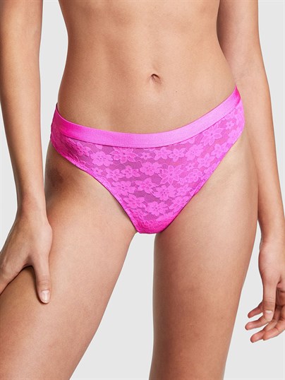 Victorias S Secret Pink Tossed Cicek Dantelli Tanga