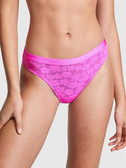 Victorias S Secret Pink Tossed Cicek Dantelli Tanga