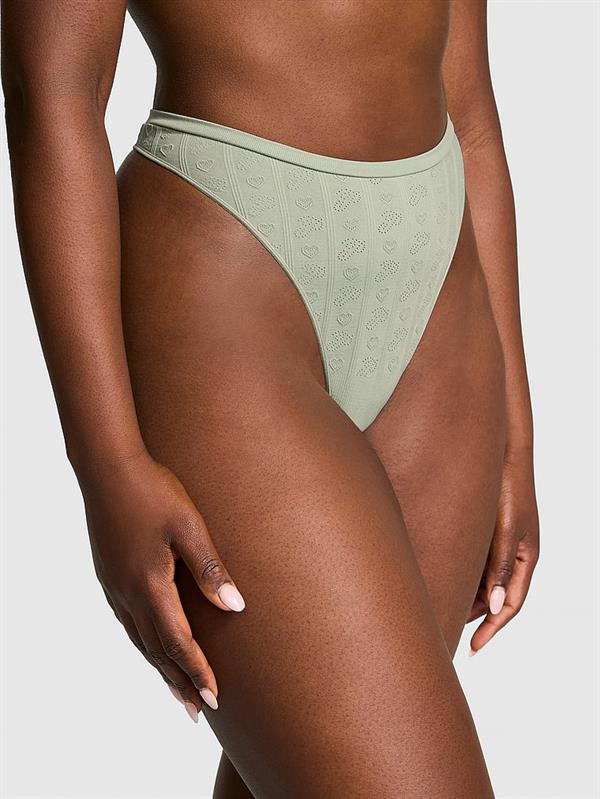 Pink Seamless Derin Bacak Kesim Tanga ön görünüm