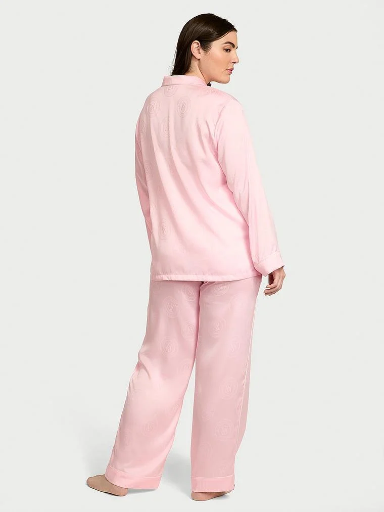 Glazed Saten Uzun Pijama Takimi arka görünüm
