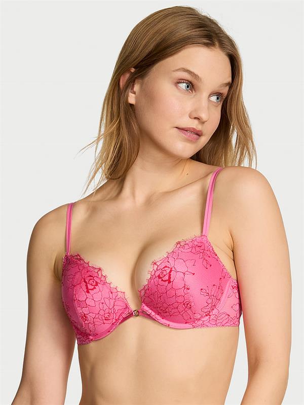 Gul Dantelli Push Up Sütyen