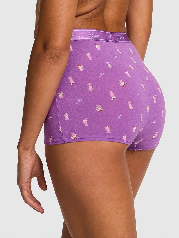 Pink Logolu Pamuklu Yüksek Bel Boyshort Kulot arka görünümü