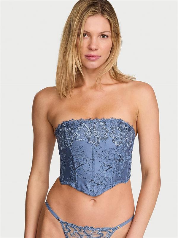 Denim Islemeli Bustiyer Korse Top