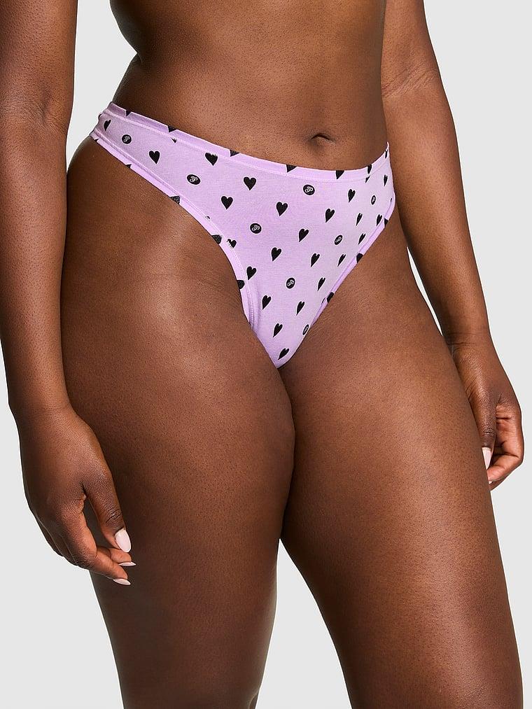 Pink Pamuklu Derin Bacak Kesim Tanga arka görünümü