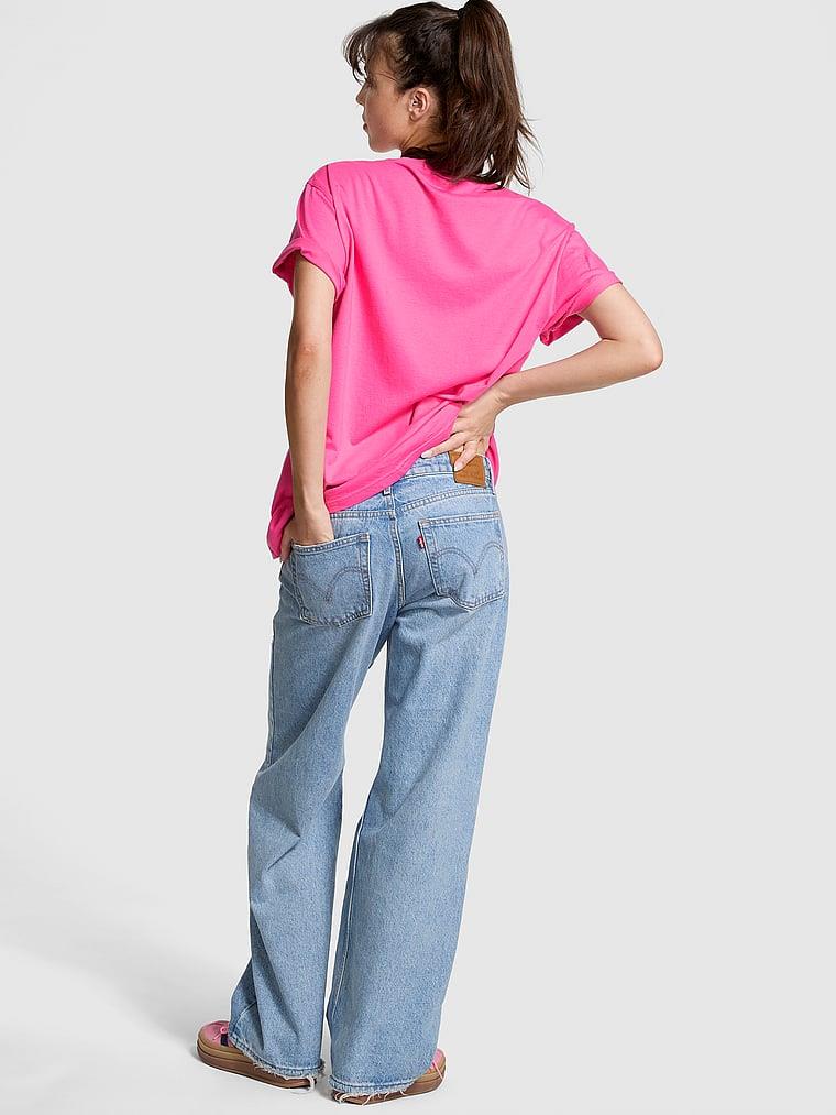 Pink Oversize Kısa Kollu Kampus Tisort arka görünümü