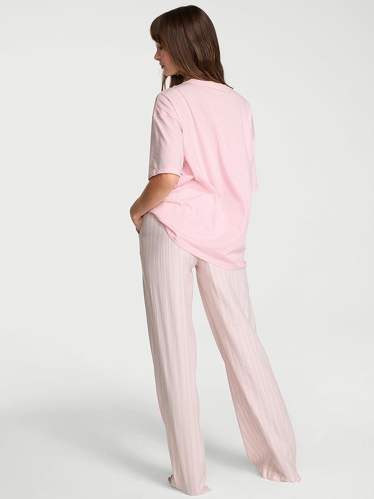 Kısa Kollu Tisort Flannel Pijama Takimi arka görünümü