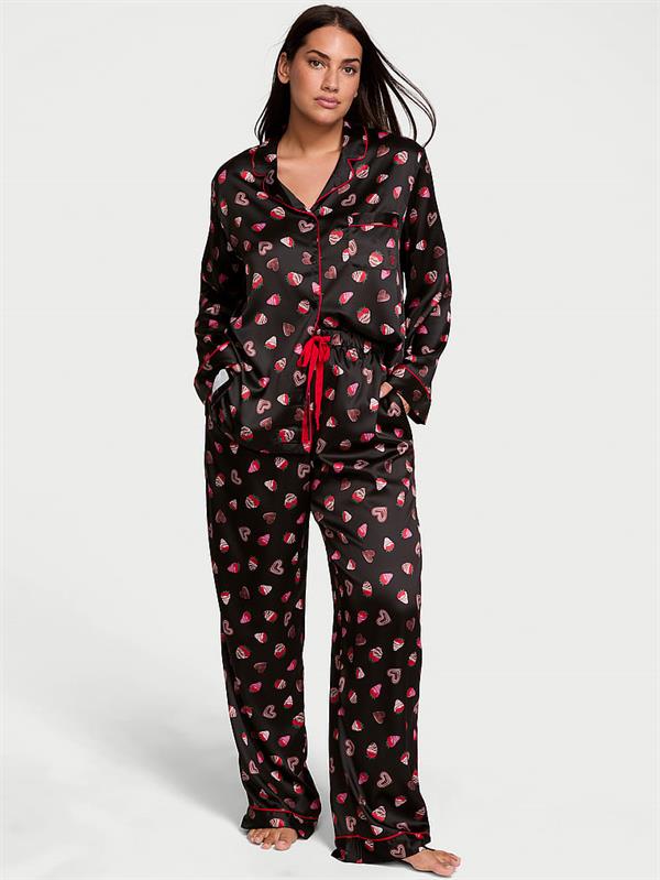 Victorias Secret Fashion Show 24 Parlak Saten Uzun Pijama Takimi