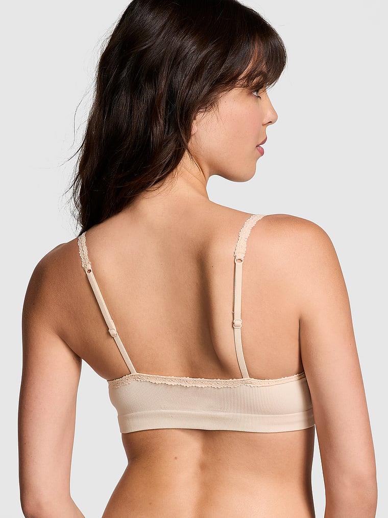 Pink Seamless Ribanali Balensiz Push Up Sütyen arka görünümü
