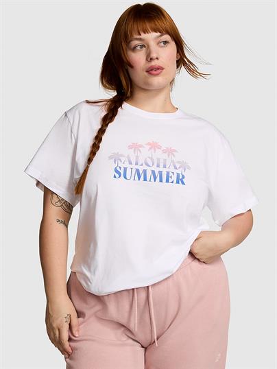 Pink Oversize Kısa Kollu Kampus Tisort