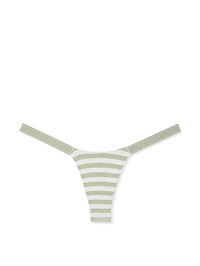 Pink Pamuklu Derin Bacak Kesim Logolu Mikro Tanga arka görünümü