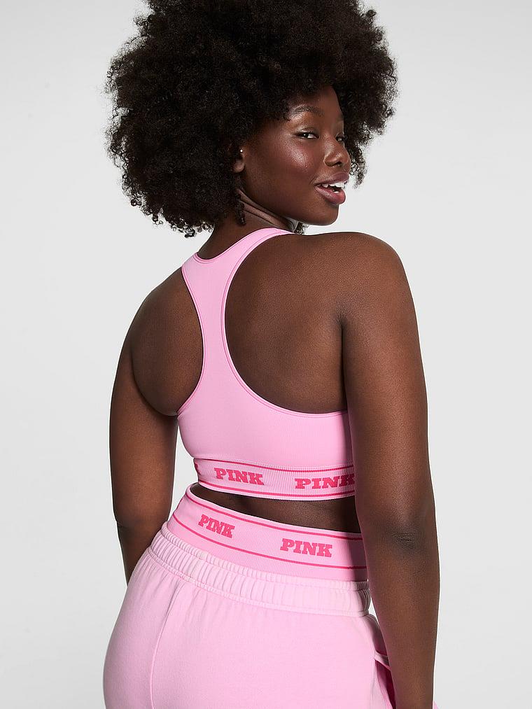 Pink Seamless Cift Yonlu Sporcu Sütyeni arka görünümü