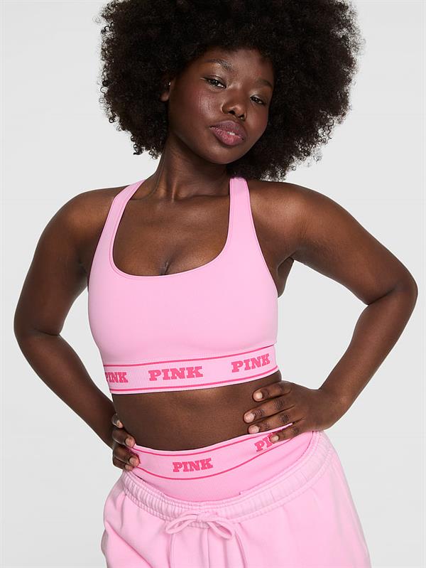 Pink Seamless Cift Yonlu Sporcu Sütyeni ön görünüm