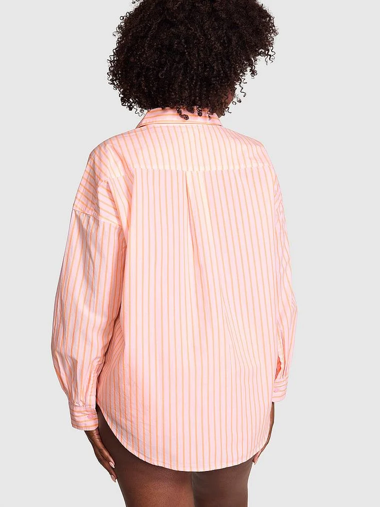 Pink Coastal Cutie Dugmeli Pijama Gomlegi arka görünüm