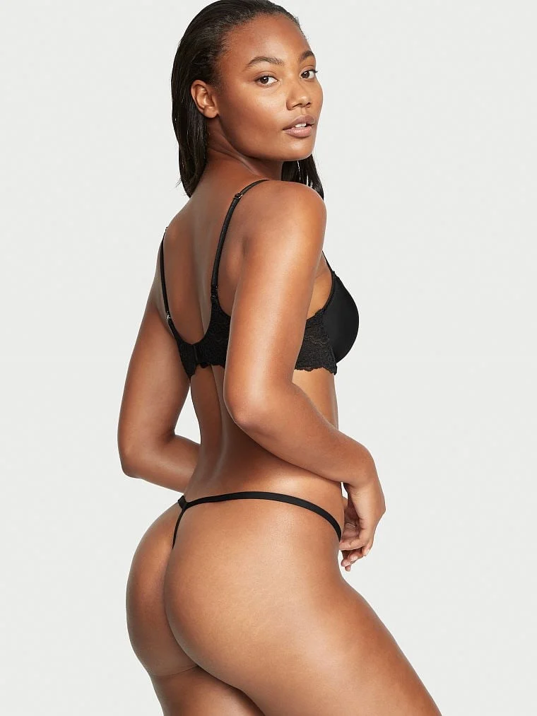 Smooth Lace V String Tanga Kulot arka görünüm