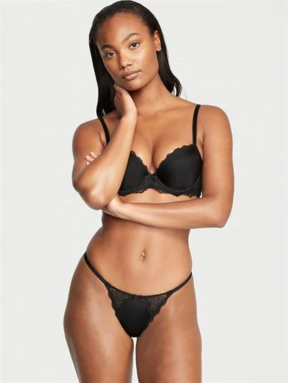Smooth Lace V String Tanga Kulot ön görünüm