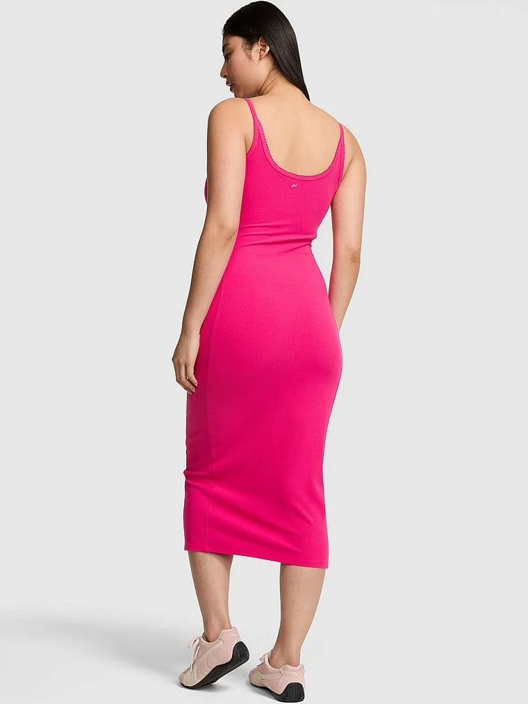 Pink All Day Halter Yaka Midi Elbise arka görünüm