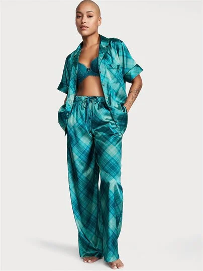 Saten Kısa Kollu Pijama Takimi