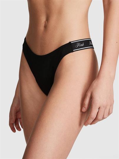 Pink Logolu Pamuklu Scoop Tanga