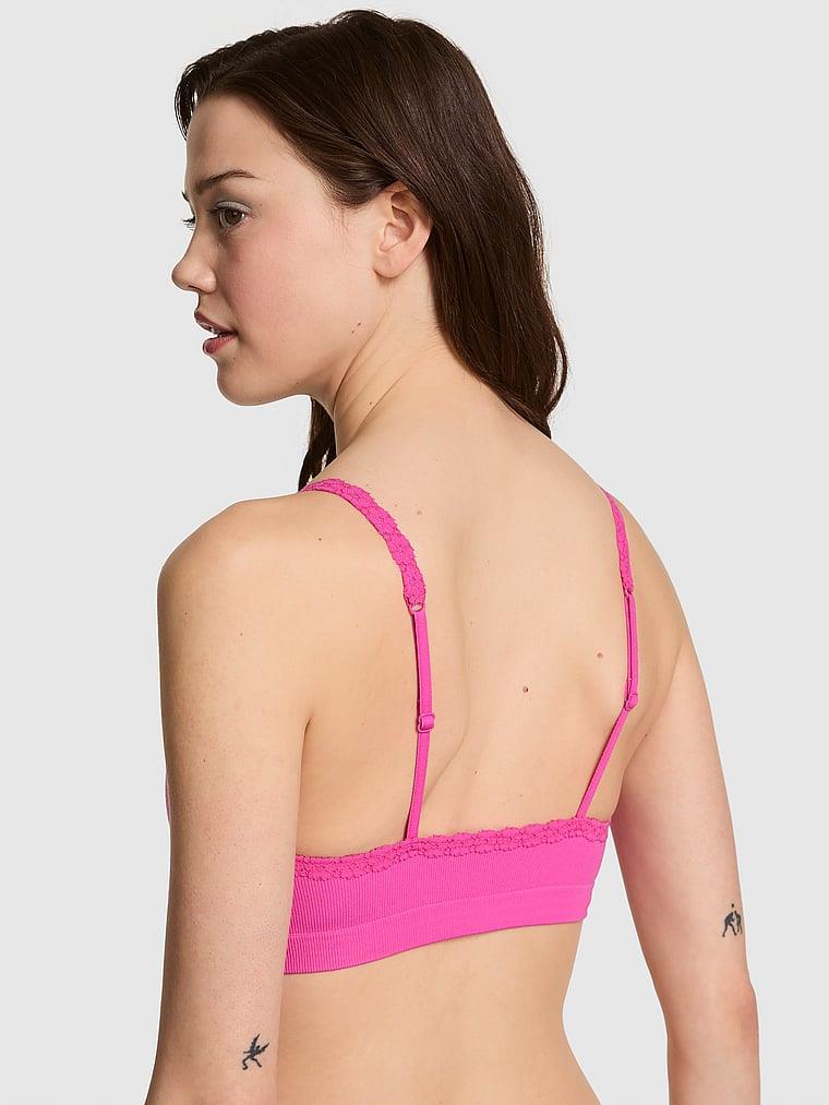 Pink Seamless Ribanali Balensiz Push Up Sütyen arka görünümü
