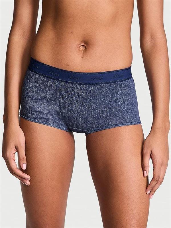 Pink Logolu Pamuklu Boyshort Kulot