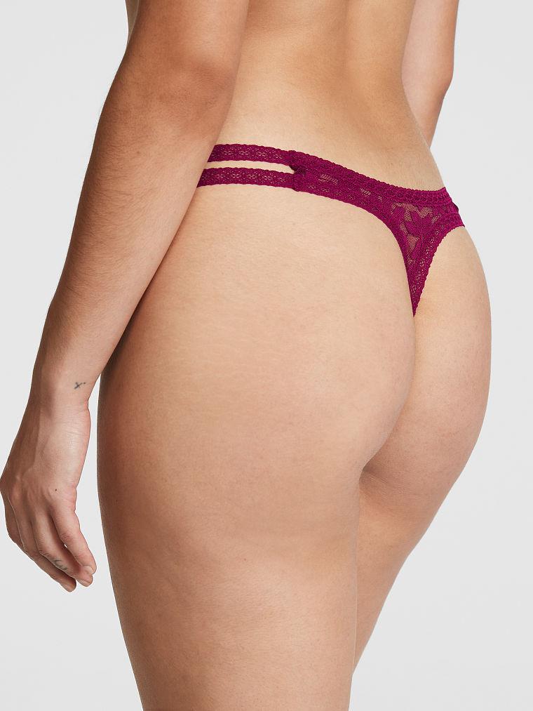 Pink Dantel Seritli Tanga Kulot arka görünümü