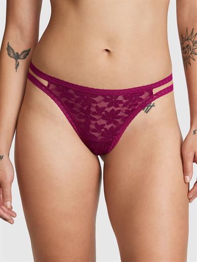 Pink Dantel Seritli Tanga Kulot