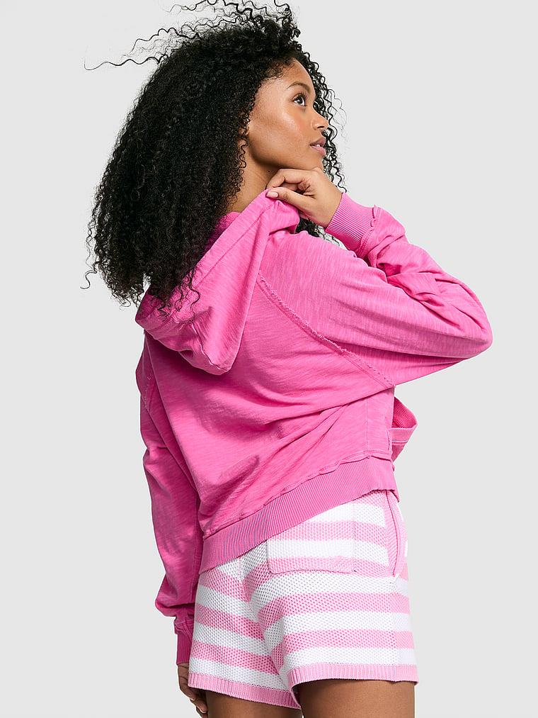 Pink Hafif Lounge Fermuarli Kapusonlu Ust arka görünüm