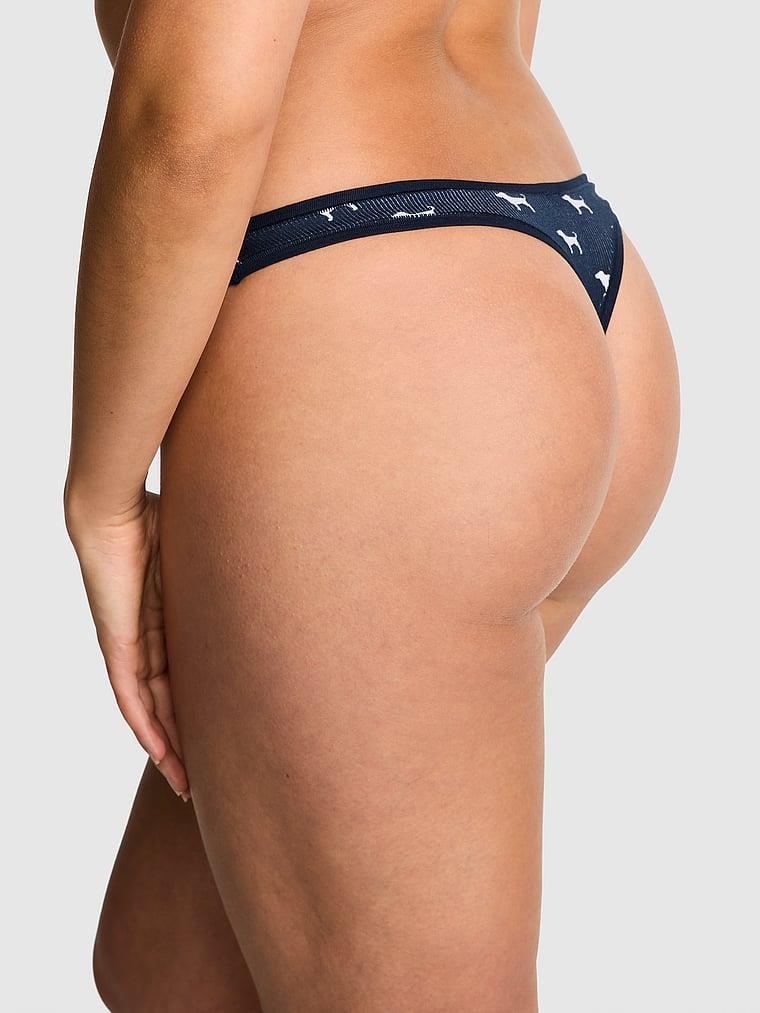 Pink Pamuklu Derin Bacak Kesim Tanga arka görünüm