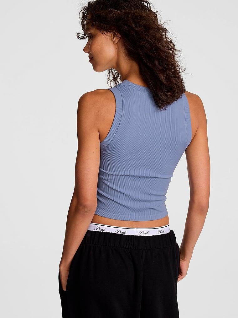 Pink Yumuşak Seamless Halter Yaka Crop arka görünüm