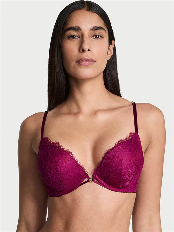 Bombshell Iki Beden Buyuk Gosteren Gul Dantelli Push Up Sütyen ön görünüm