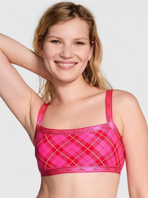 Pink Pamuklu Logolu Duz Yaka Bralet
