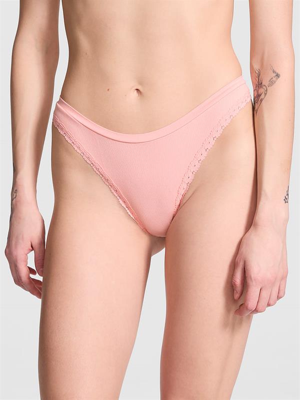 Pink Seamless Derin Bacak Kesim Tanga