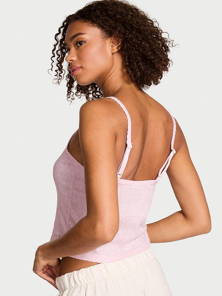 Pink Pointelle Henley Atlet arka görünümü