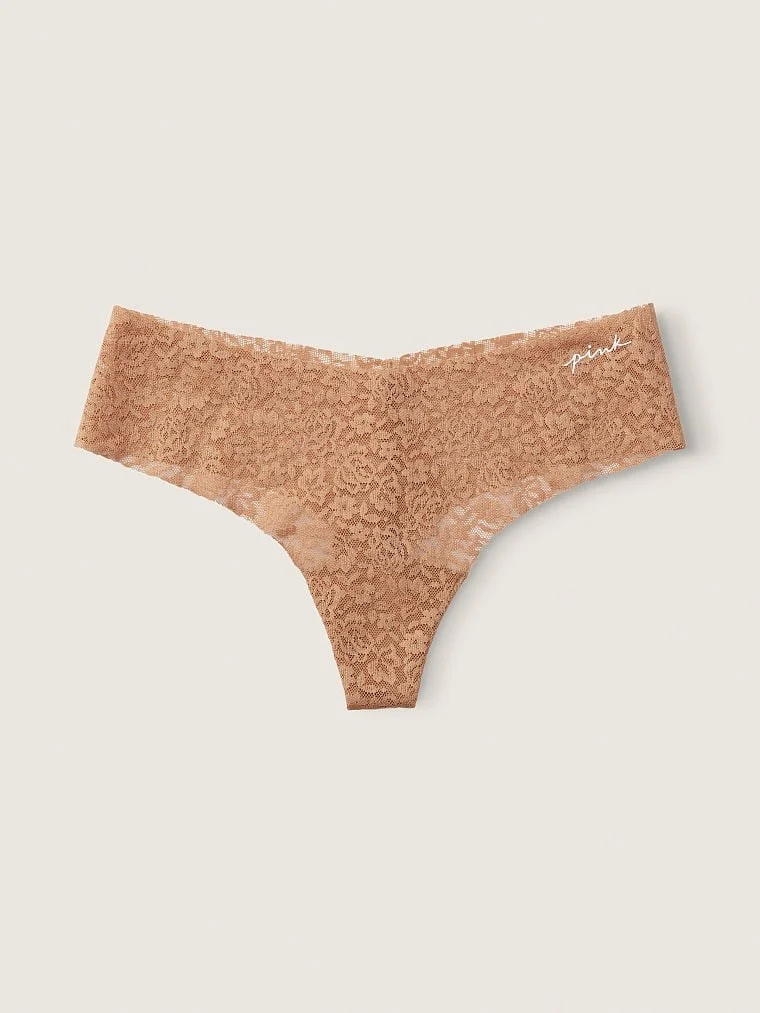 Victorias S Secret Pink Lazer Kesim Yumuşak Dantelli Tanga arka görünüm