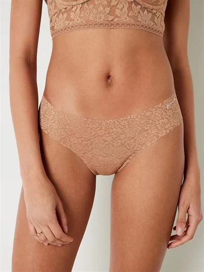 Victorias S Secret Pink Lazer Kesim Yumuşak Dantelli Tanga ön görünüm