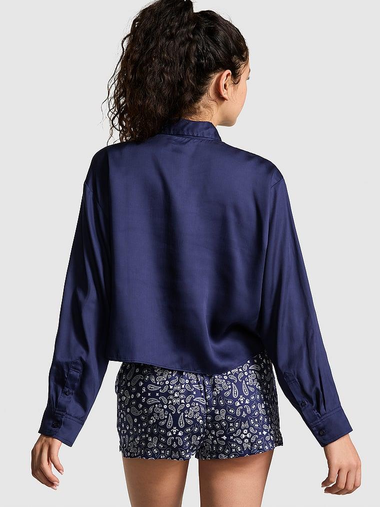 Pink Tencel Uzun Kollu Uyku Gomlegi arka görünümü
