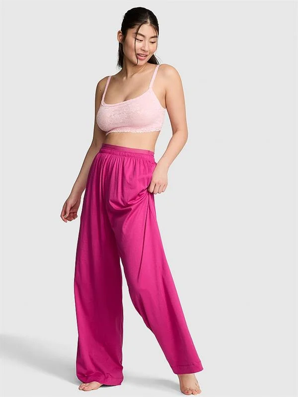 Pink Hafif Dokumlu Pantolon ön görünüm