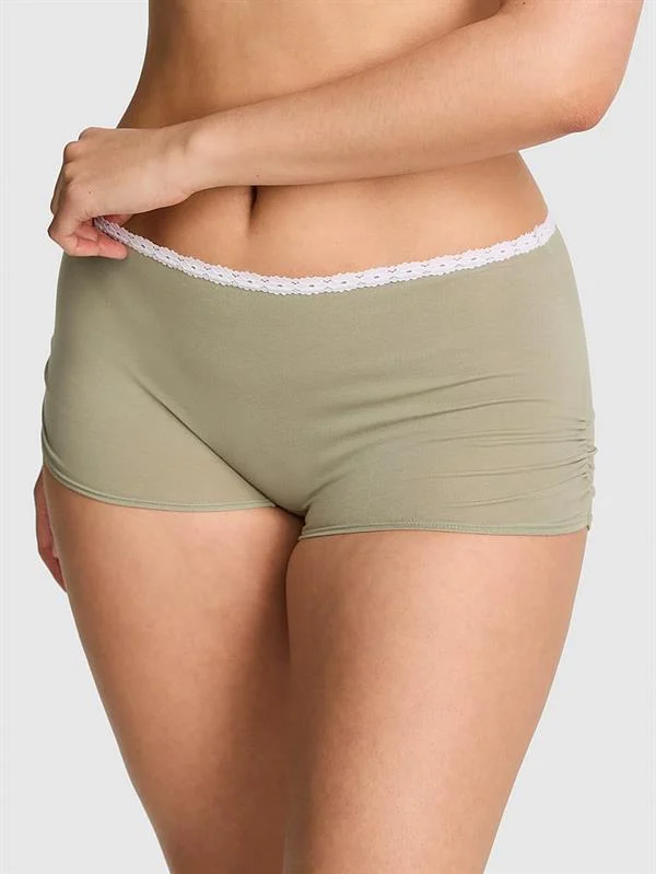 Pink Pamuklu Boyshort Kulot