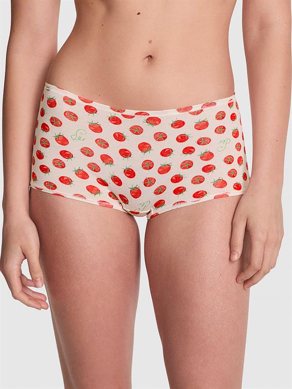 Pink Logolu Pamuklu Boyshort Kulot